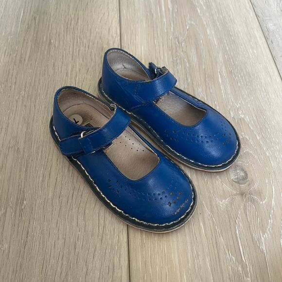 L'AMOUR 'Antonia' Royal Blue Leather Perforated Mary Jane Baby Shoe Southern - Picture 2 of 7